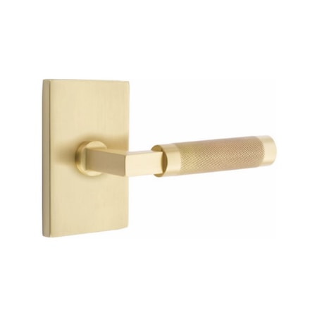 Emtek L-Square Stem Knurled Lever Right Hand 2-3/8 in Backset Passage for 1-1/4 in to 2 in Door 5112US4.LSUS4.KNUS4.RH